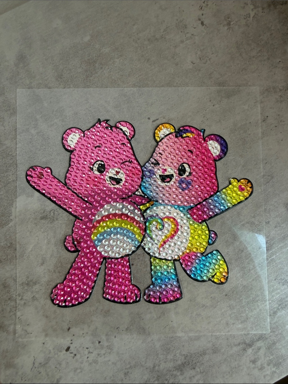 Cute Rainbow Bear Gem Stickerbean - Pink & Multicolor